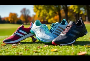 Various golf shoes on sale showcasing discounts