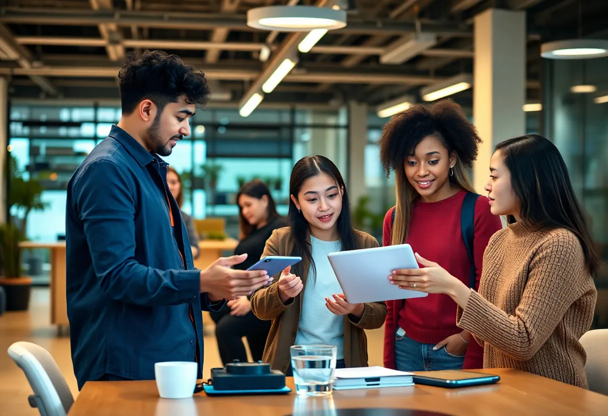 Students collaborating in a modern office for HighLevel Internship