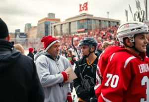 Community gathering in support of hockey in Houston