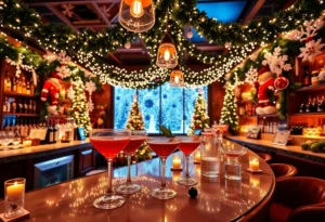 Winter wonderland bar at Omni Hotels decorated for the holidays