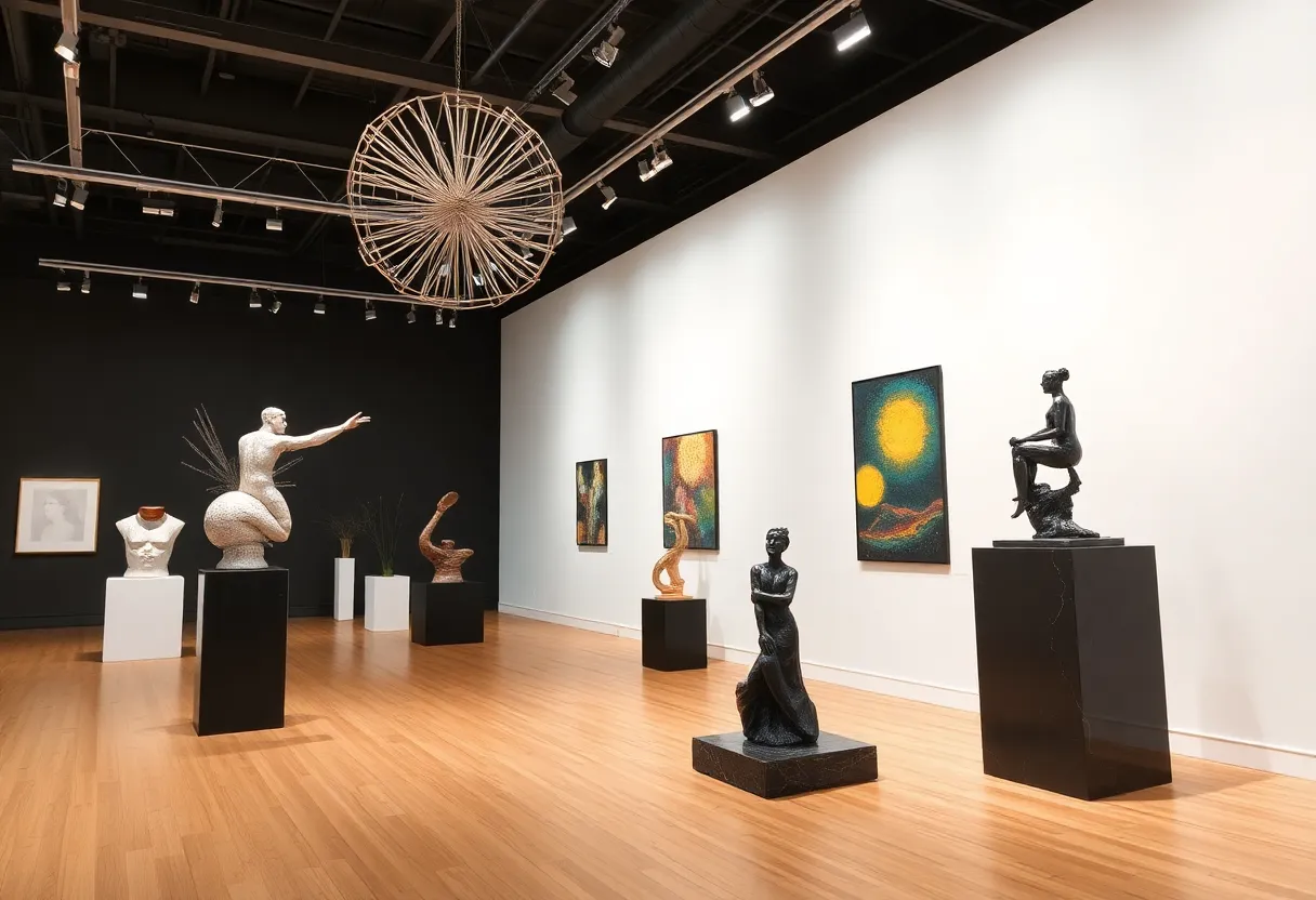 Sculptures displayed at the JUXTAPOSED exhibition
