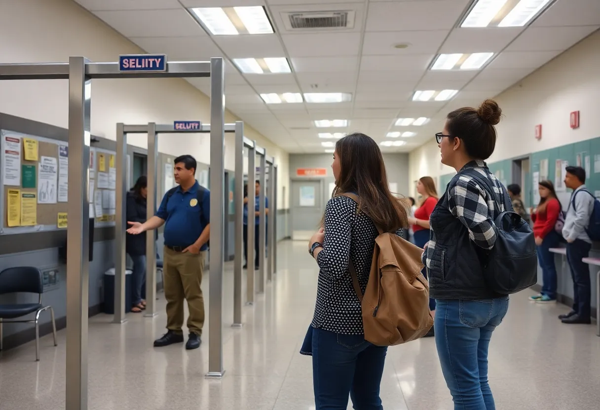 School environment emphasizing safety measures and security protocols.