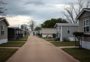 View of a mobile home park in Lewisville, Texas.