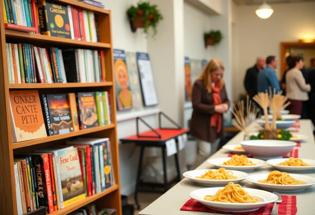 Cookbooks displayed at Lidia Bastianich event