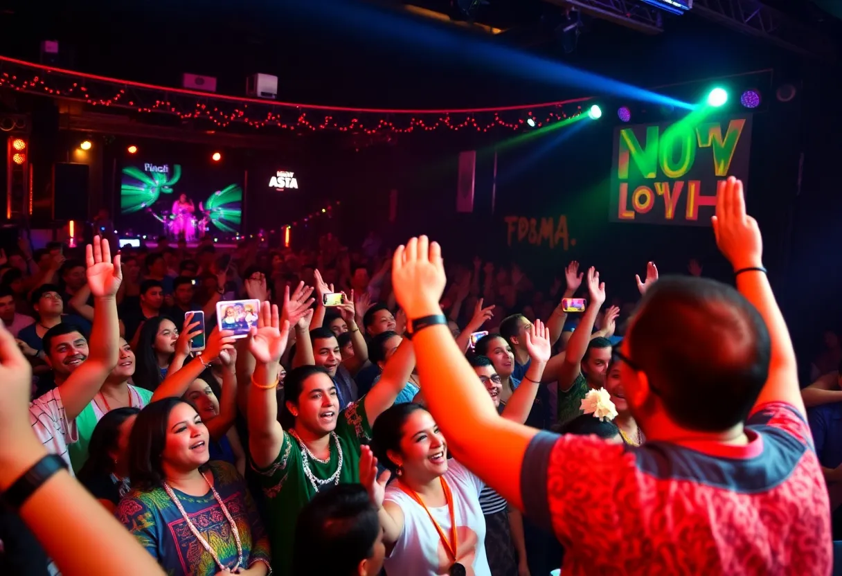 Los Ángeles Azules performing on stage during their Cumbia Tour.