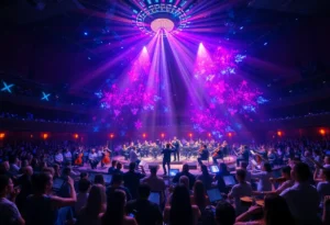 Holographic image of an opera performance with musicians
