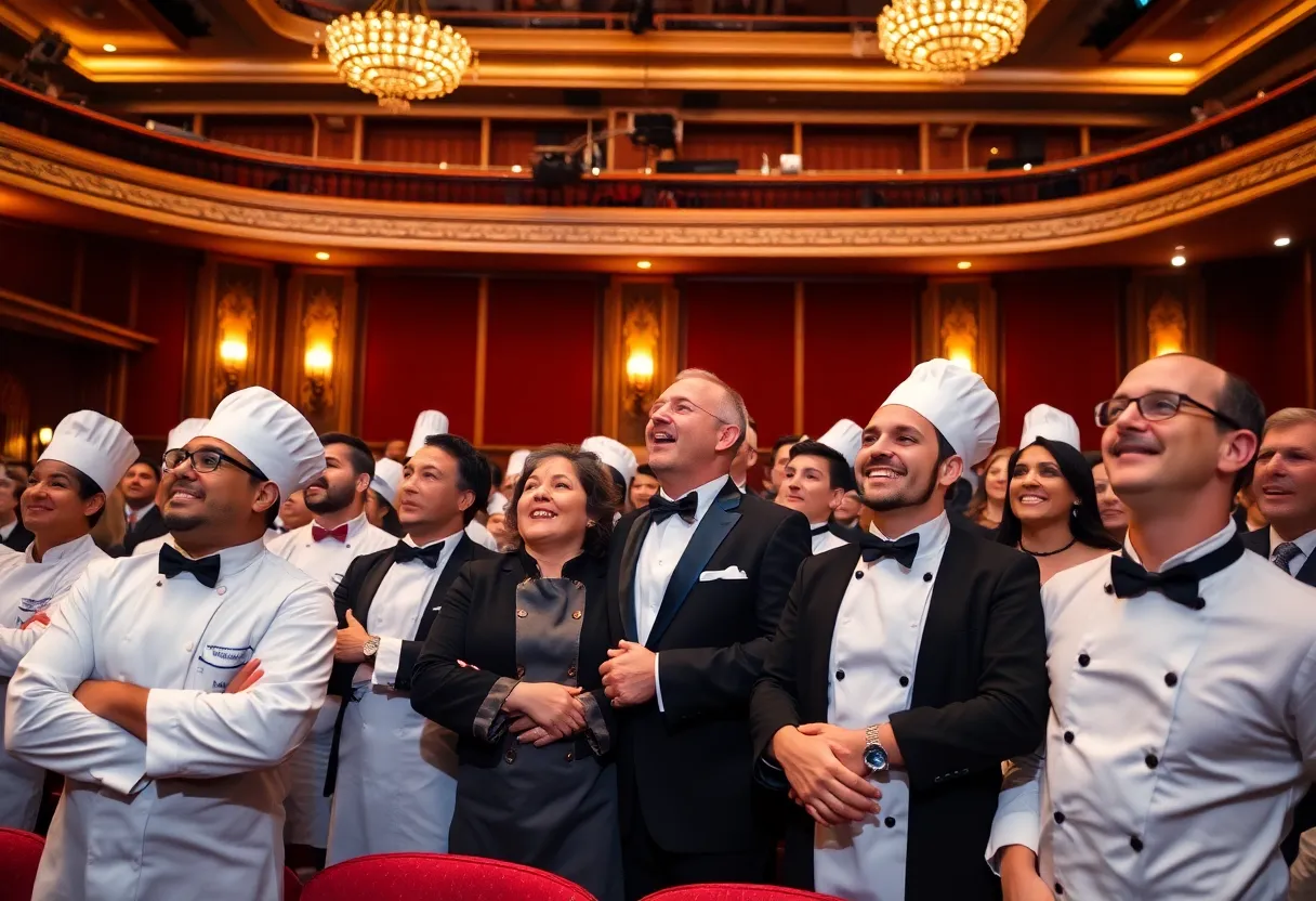 Chefs attending the MICHELIN Guide Texas awards ceremony at Wortham Theater Center.
