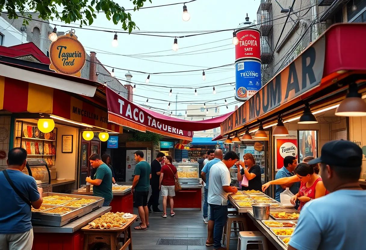 Atmosphere of a Michelin-starred taquería pop-up event