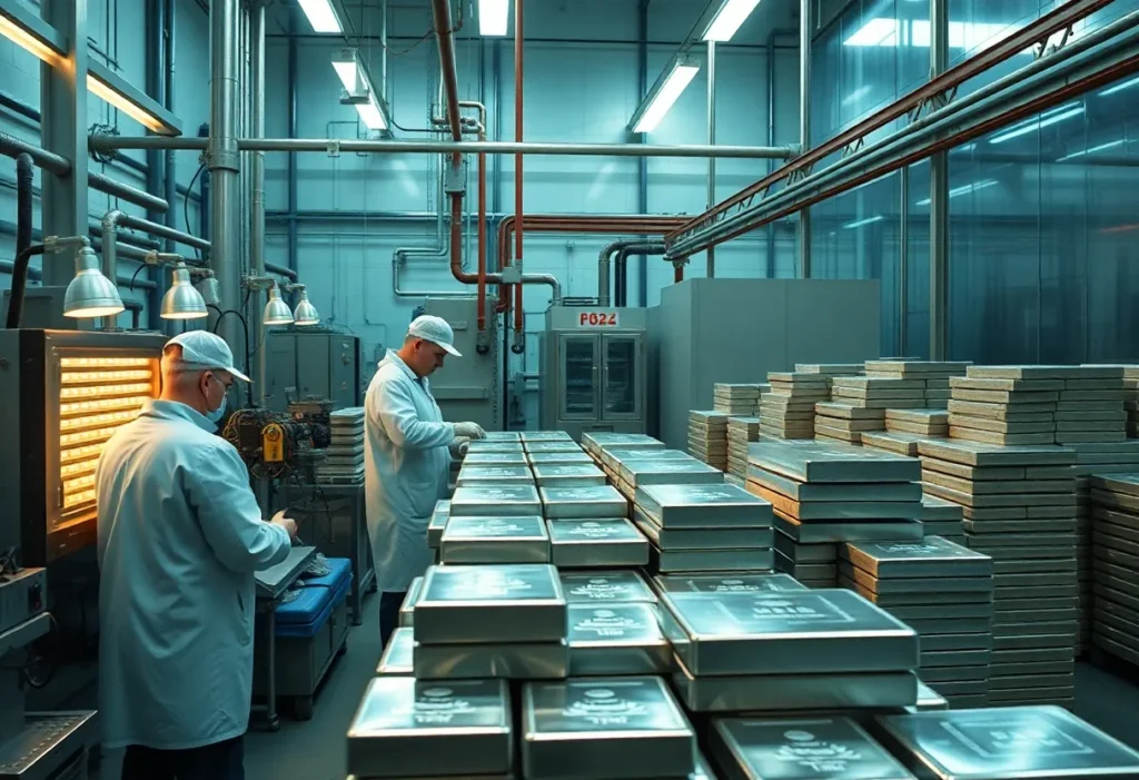 Production of silver bars at a mint facility in Dallas