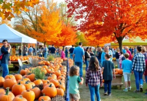 Families enjoying a fall festival in North Texas