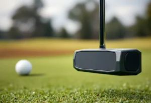 Close-up of Odyssey's new zero-torque putters with traditional design.