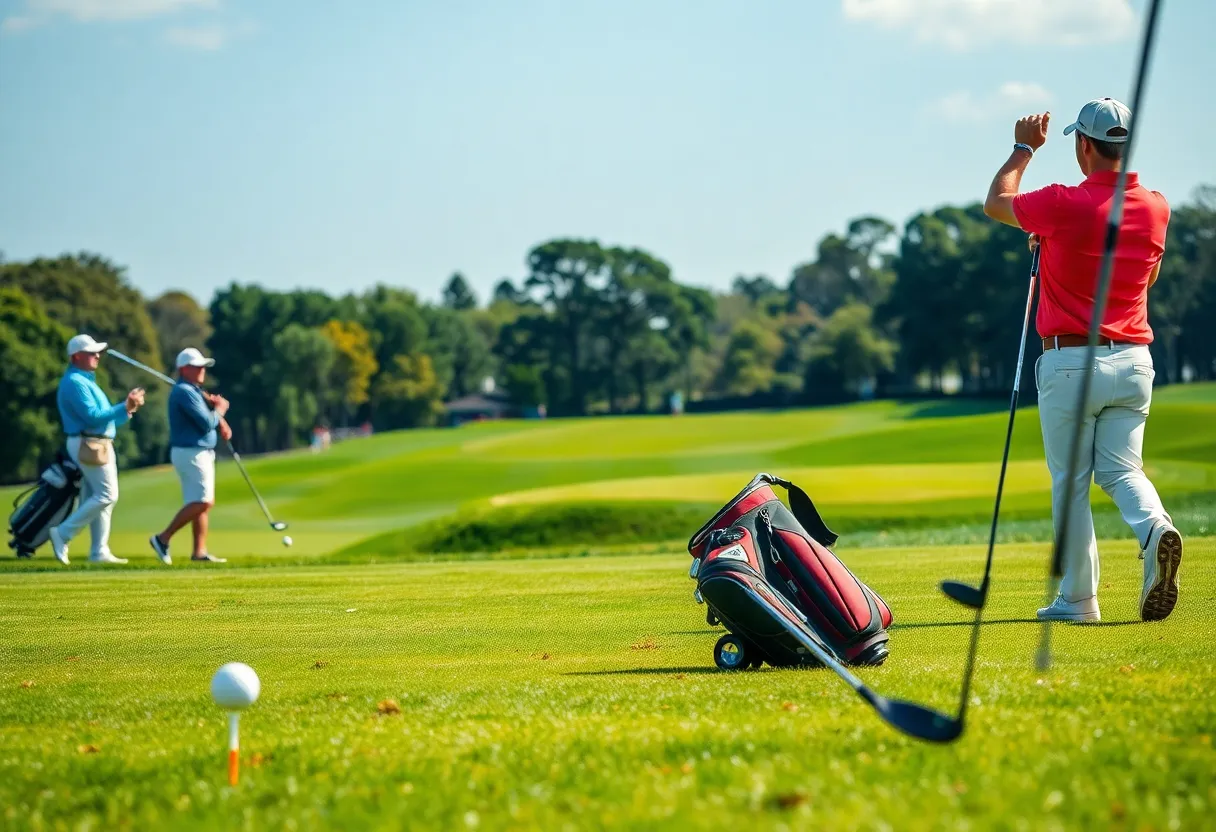High-quality golf clubs and equipment on the golf course