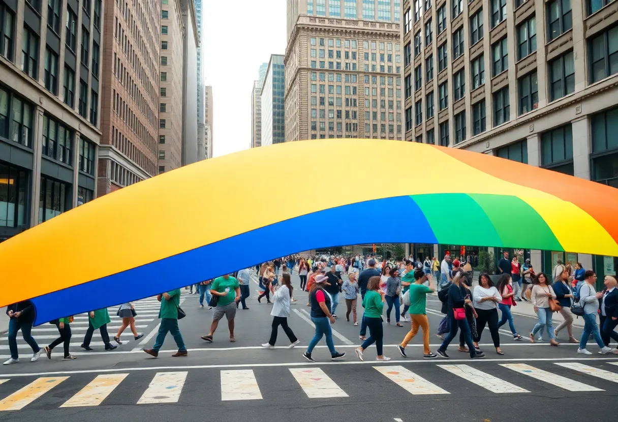 Rainbow crosswalk symbolizing LGBTQ pride in Dallas