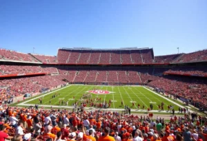 Excited fans in Cotton Bowl Stadium for Texas vs. Oklahoma game