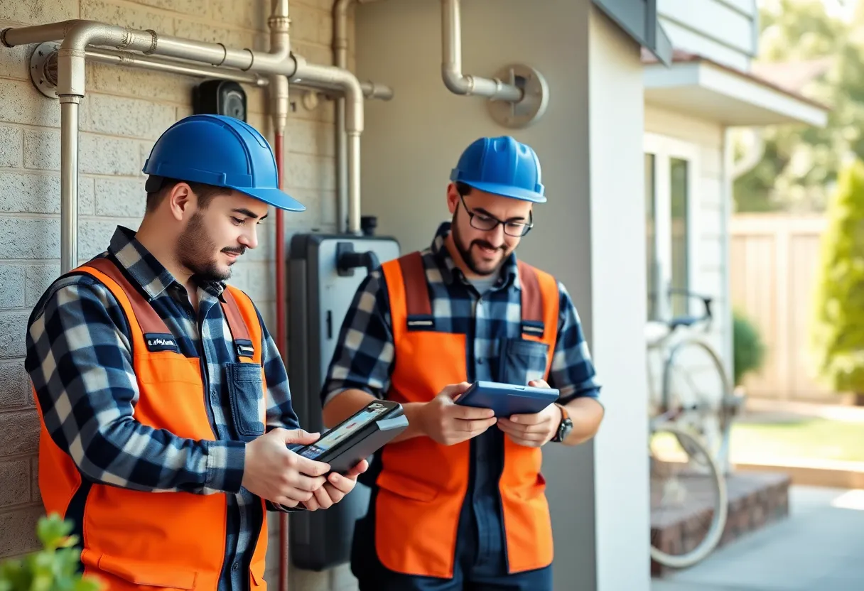 Reliant Plumbing technicians using advanced tools in a home installation