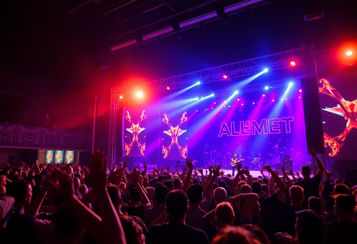 Crowd enjoying a Rush concert at Dickies Arena