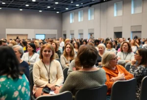 Women participating in a conference focused on conservative Christian values.