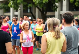 A community event focused on fitness and breast cancer awareness.