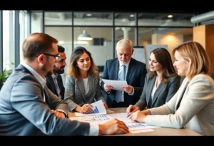 Business executives discussing economic trends in Texas