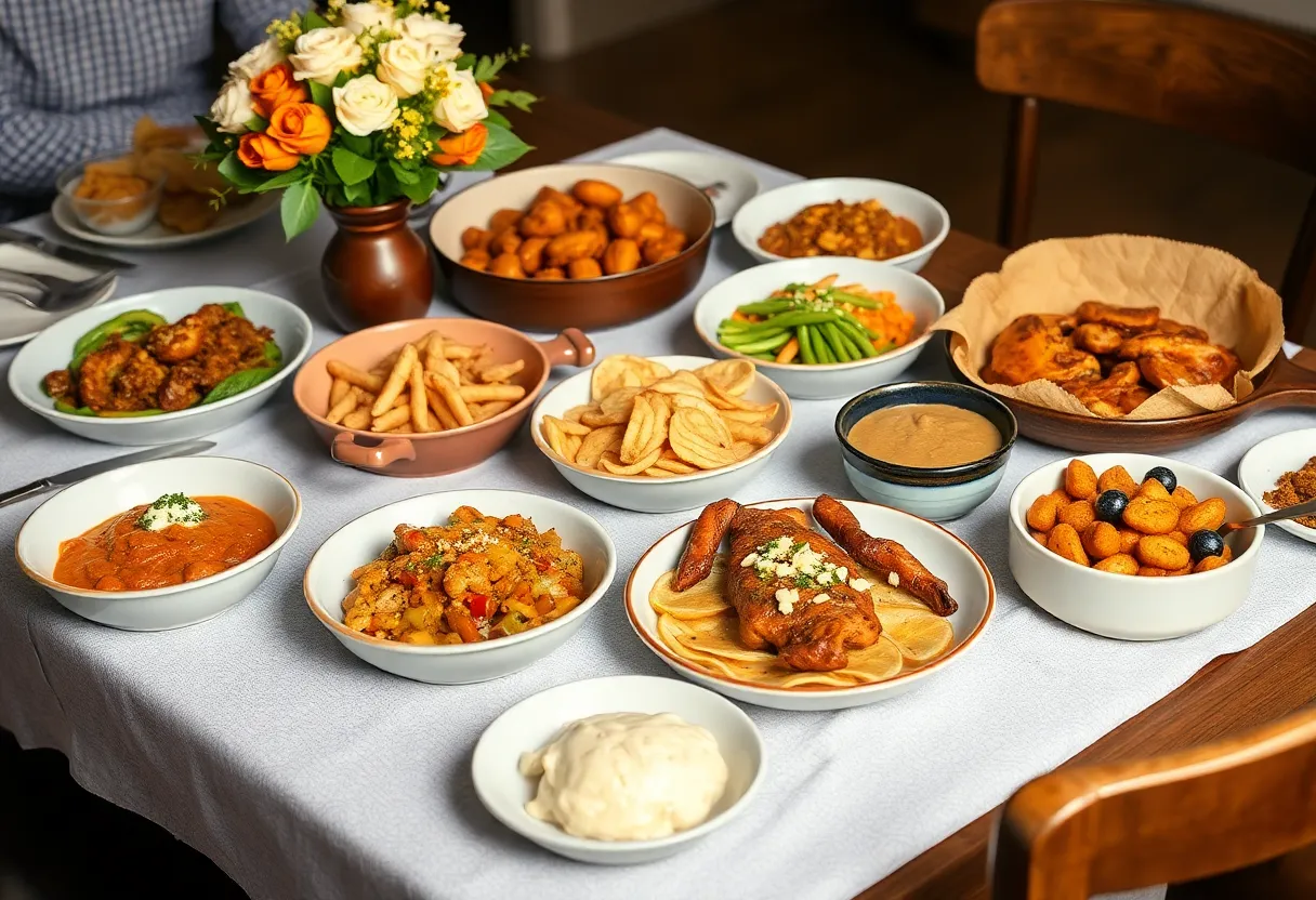 A spread of Texas comfort food dishes at Georgie restaurant in Dallas.
