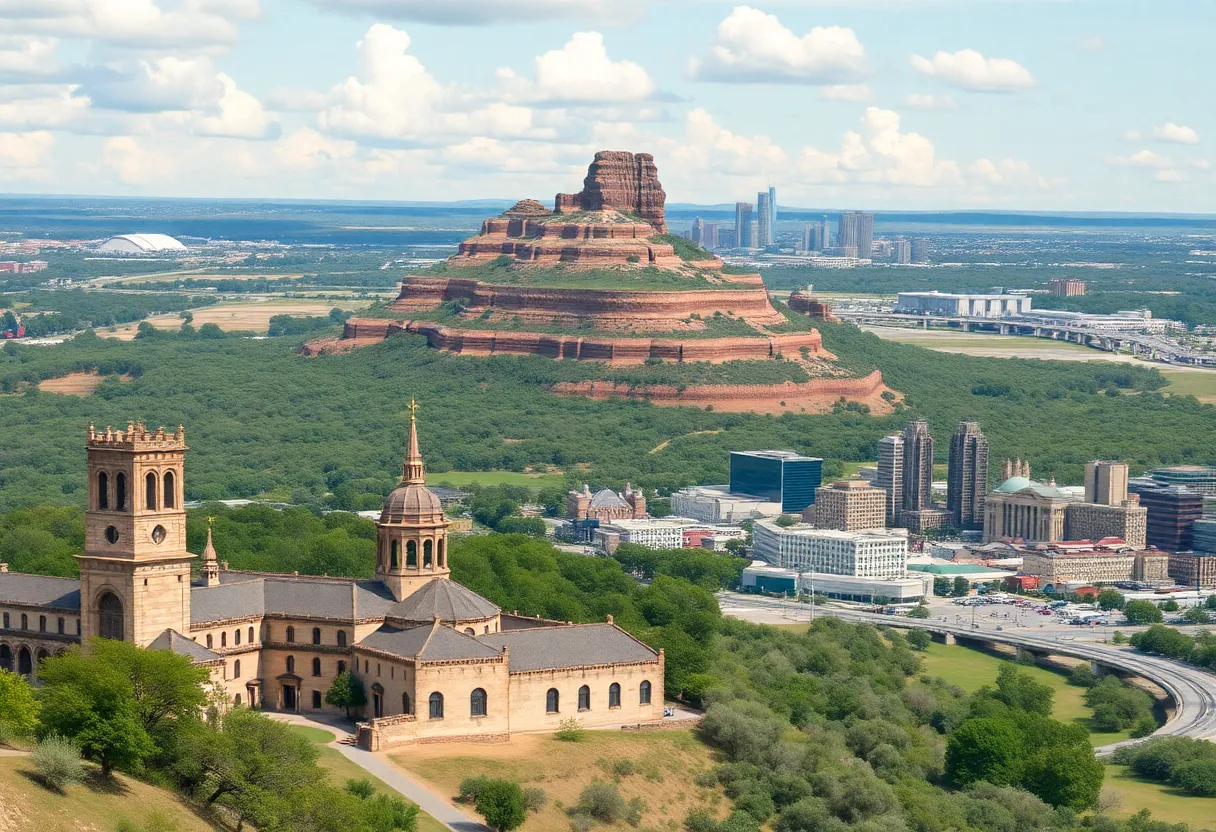 View of Texas attractions for day trips, showcasing natural and historical sites.