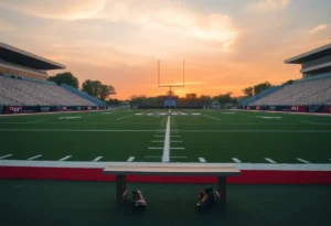 Empty football field symbolizing roster changes for Texas Longhorns