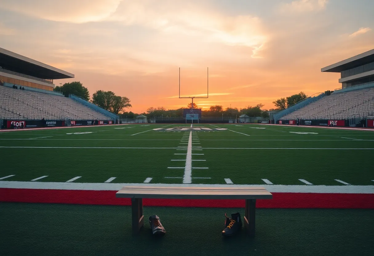 Empty football field symbolizing roster changes for Texas Longhorns