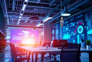 Innovative financial technology in modern office space