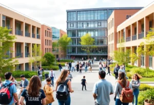 Vibrant campus life at UT Dallas with students engaged in learning.