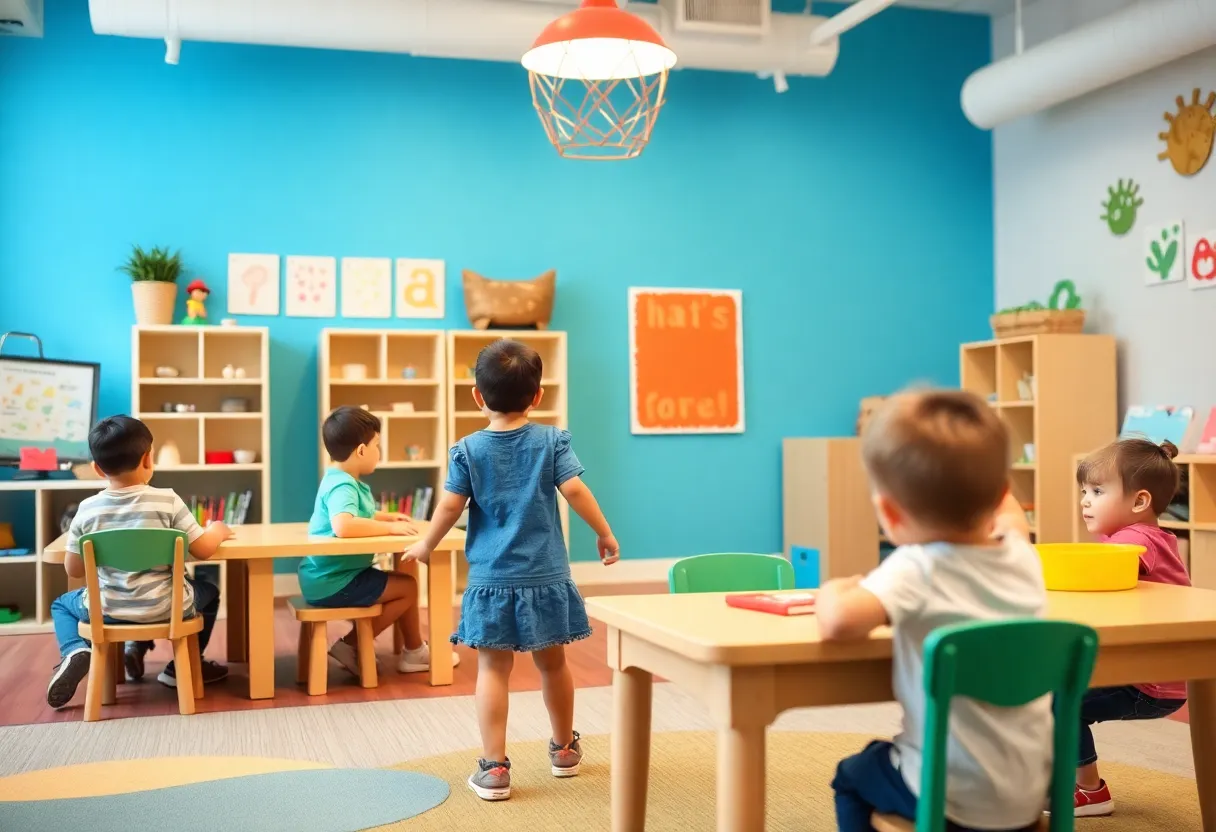 Children playing in a child care center in Dallas, Texas.