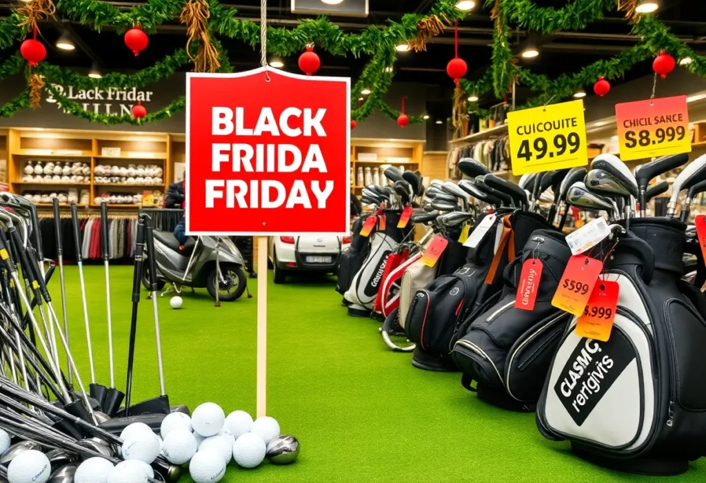 Display of Wilson Sporting Goods golf equipment for Black Friday sales