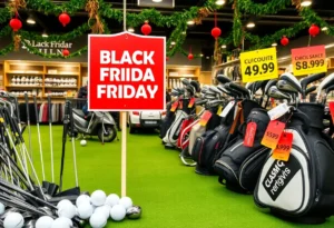 Display of Wilson Sporting Goods golf equipment for Black Friday sales
