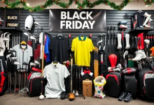 Collection of golf equipment featuring discounts for Black Friday 2025