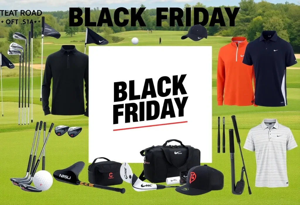 An array of discounted golf gear and apparel for Black Friday