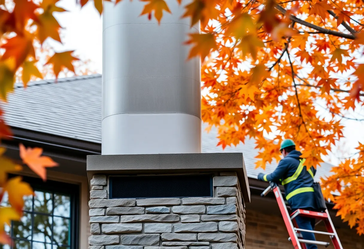 Technician inspecting a chimney in Downtown Dallas