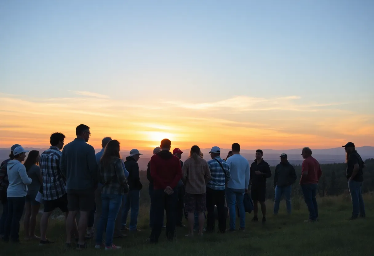 Group of community members showing concern for a missing person