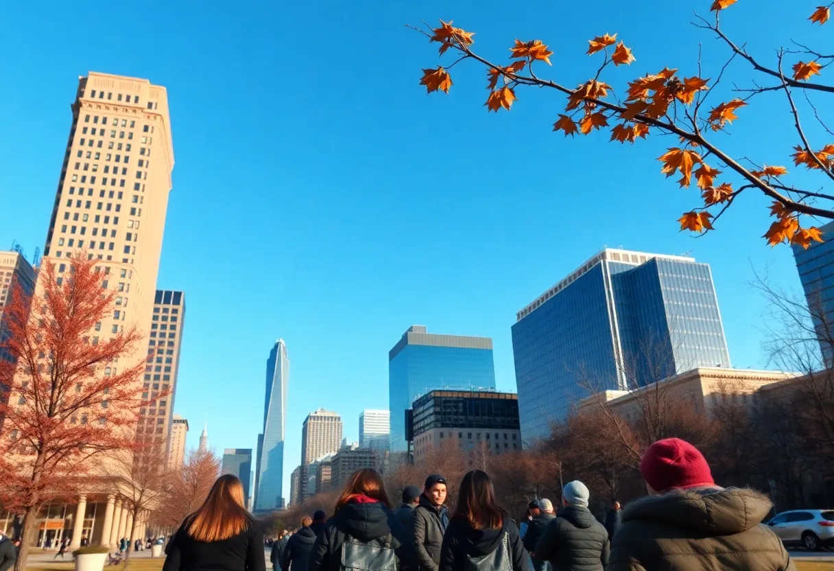Clear skies and chilly weather in Dallas, Texas