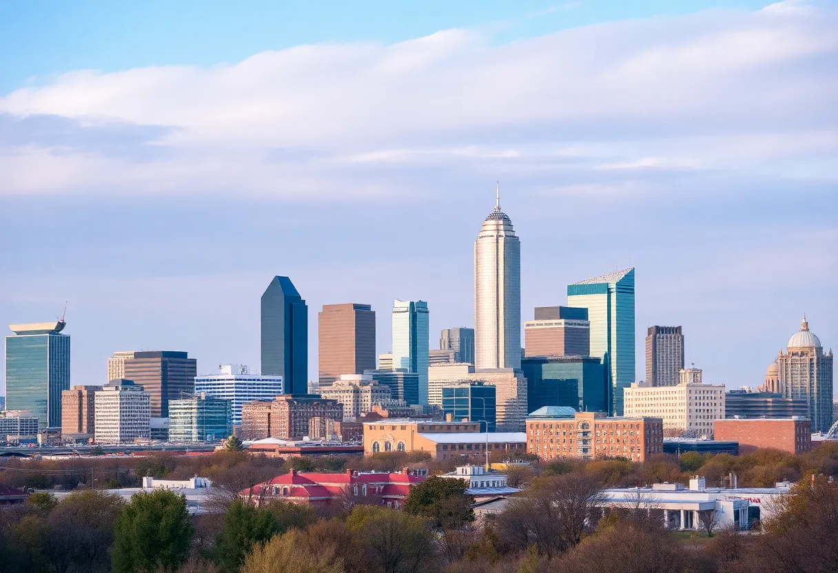 Skyline of Dallas showing urban development