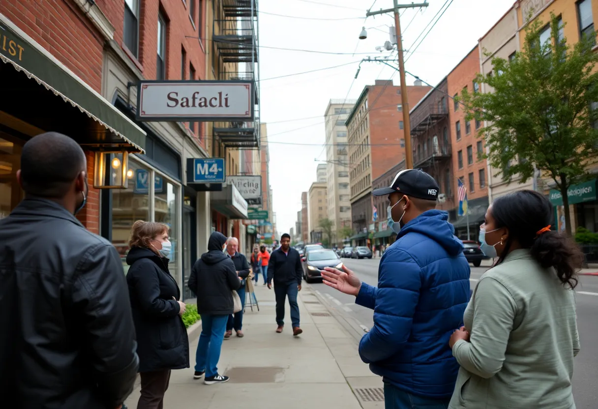 Community members discussing safety in East Oak Cliff, Dallas