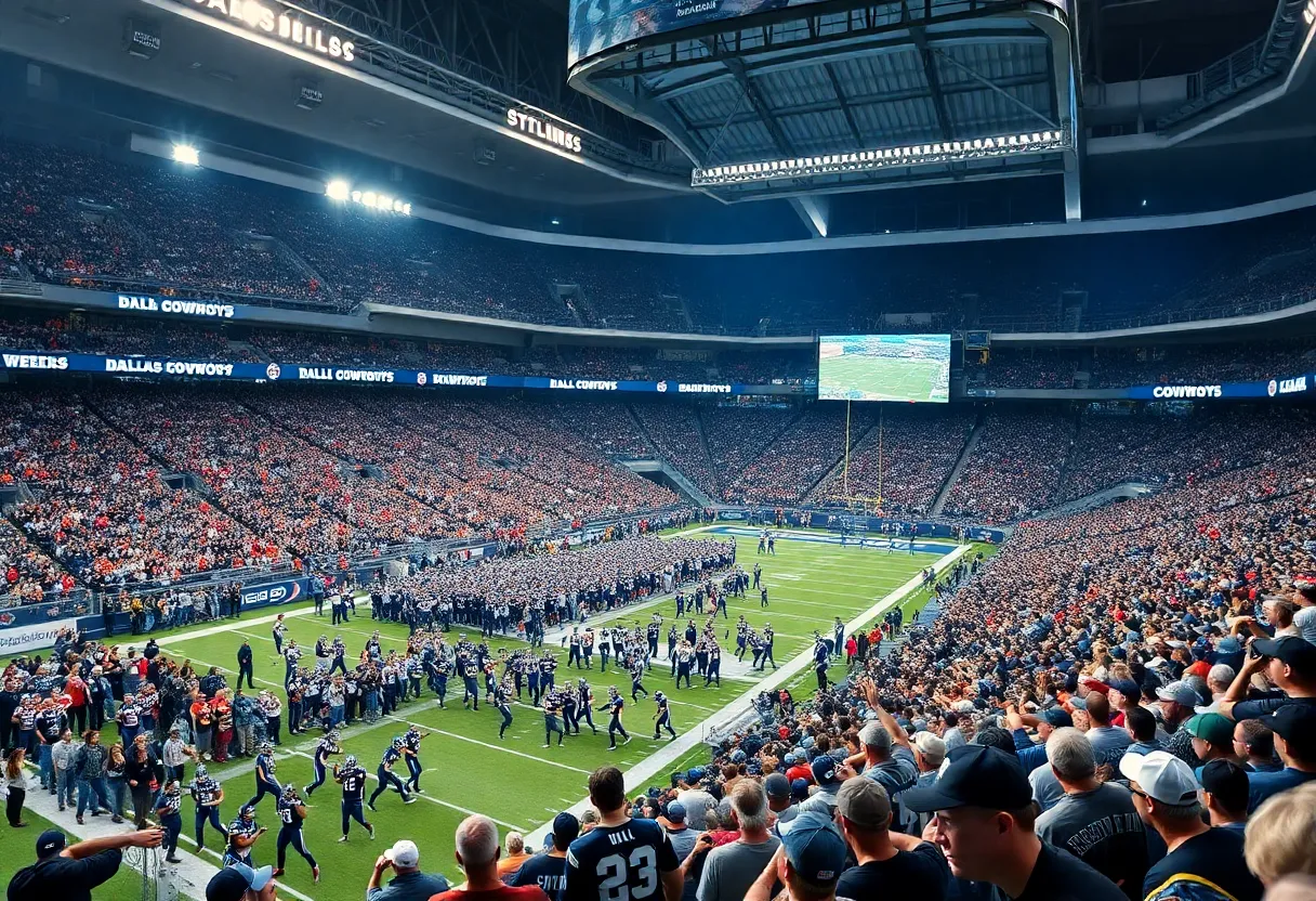 Dallas Cowboys game atmosphere with fans cheering