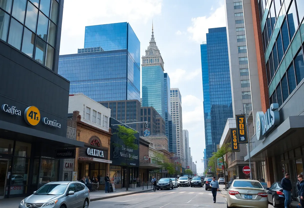 Dallas city skyline with small businesses