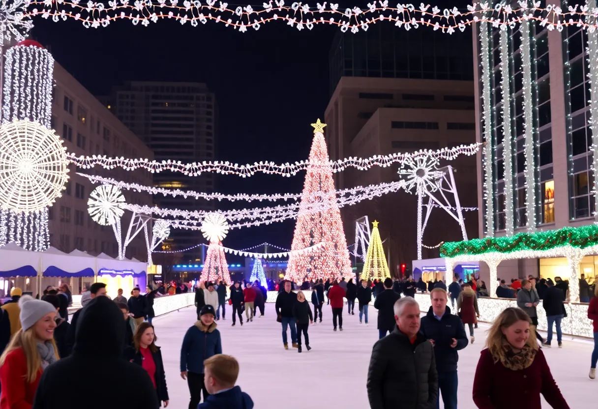 Festive holiday events in Dallas including lights and ice skating