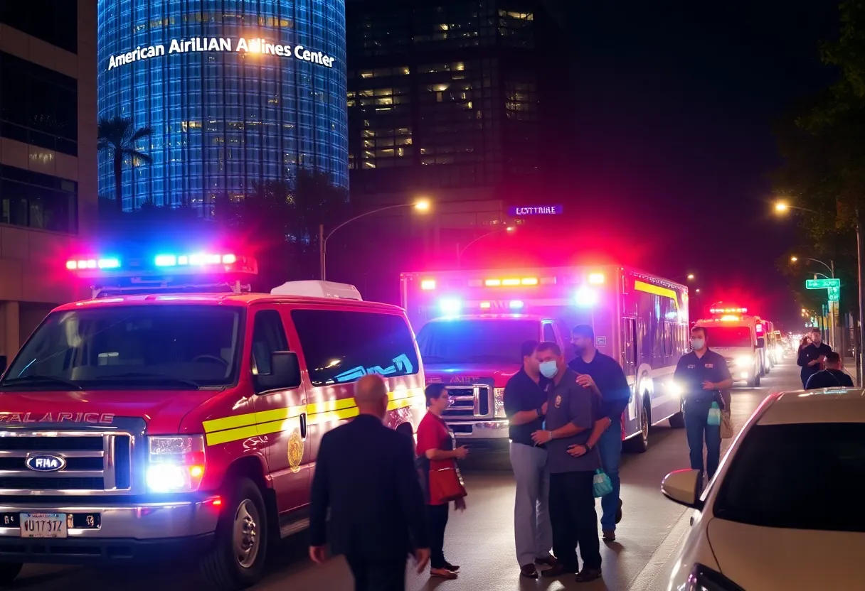Emergency medical personnel assisting victims at a Dallas injury accident on N Houston St.