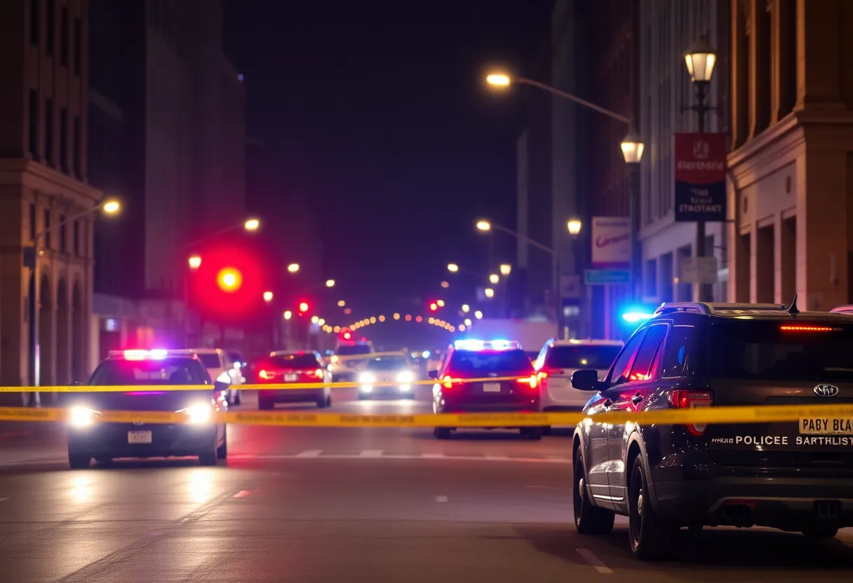 Police officers at a scene of a recent shooting in Dallas
