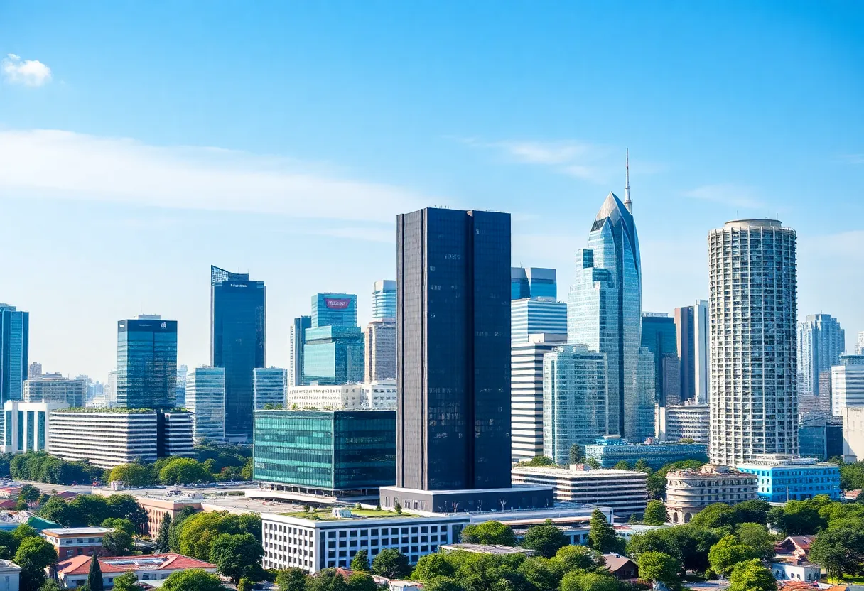 Dallas city skyline with new real estate developments