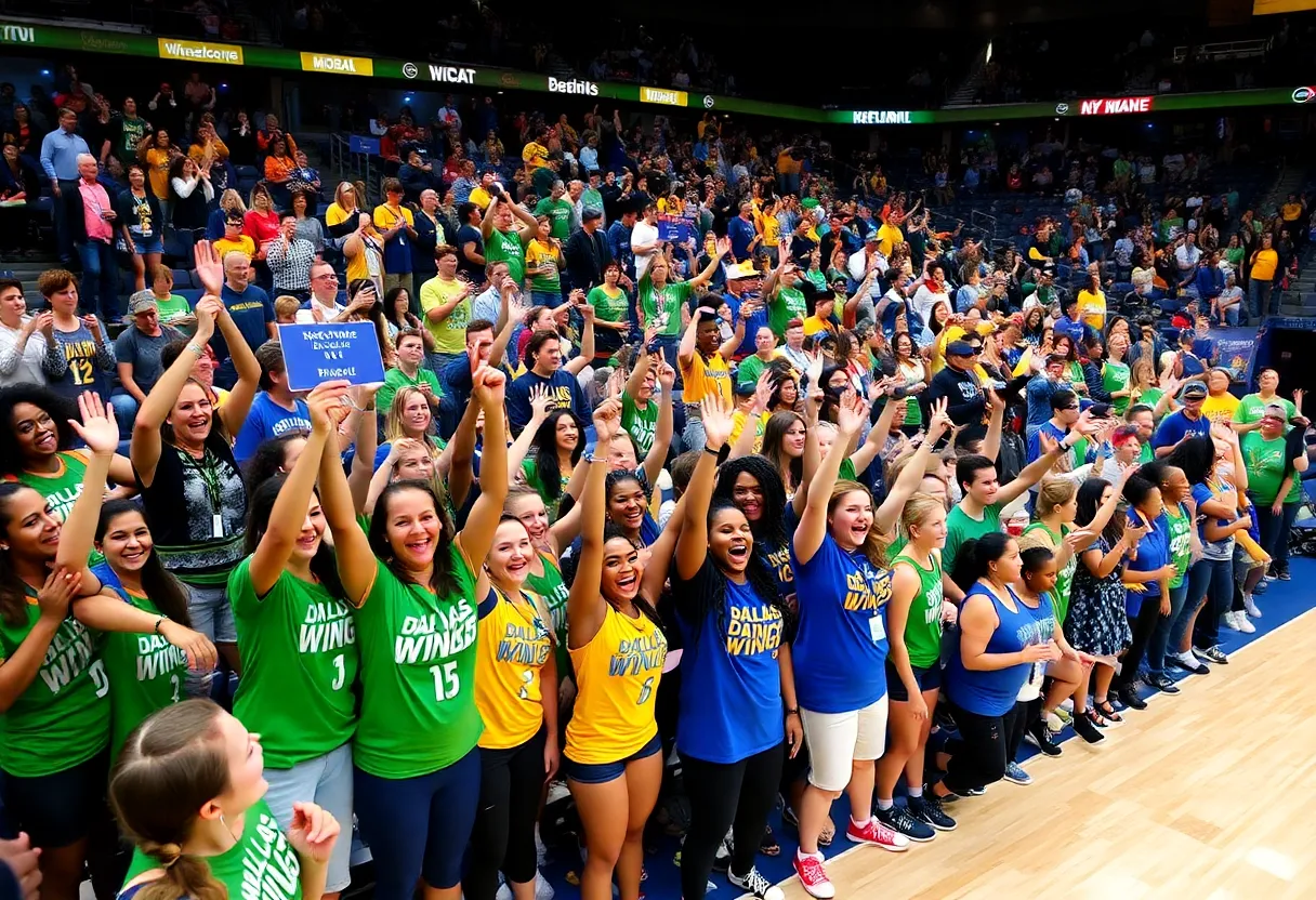 Dallas Wings fans celebrating the No. 1 draft pick