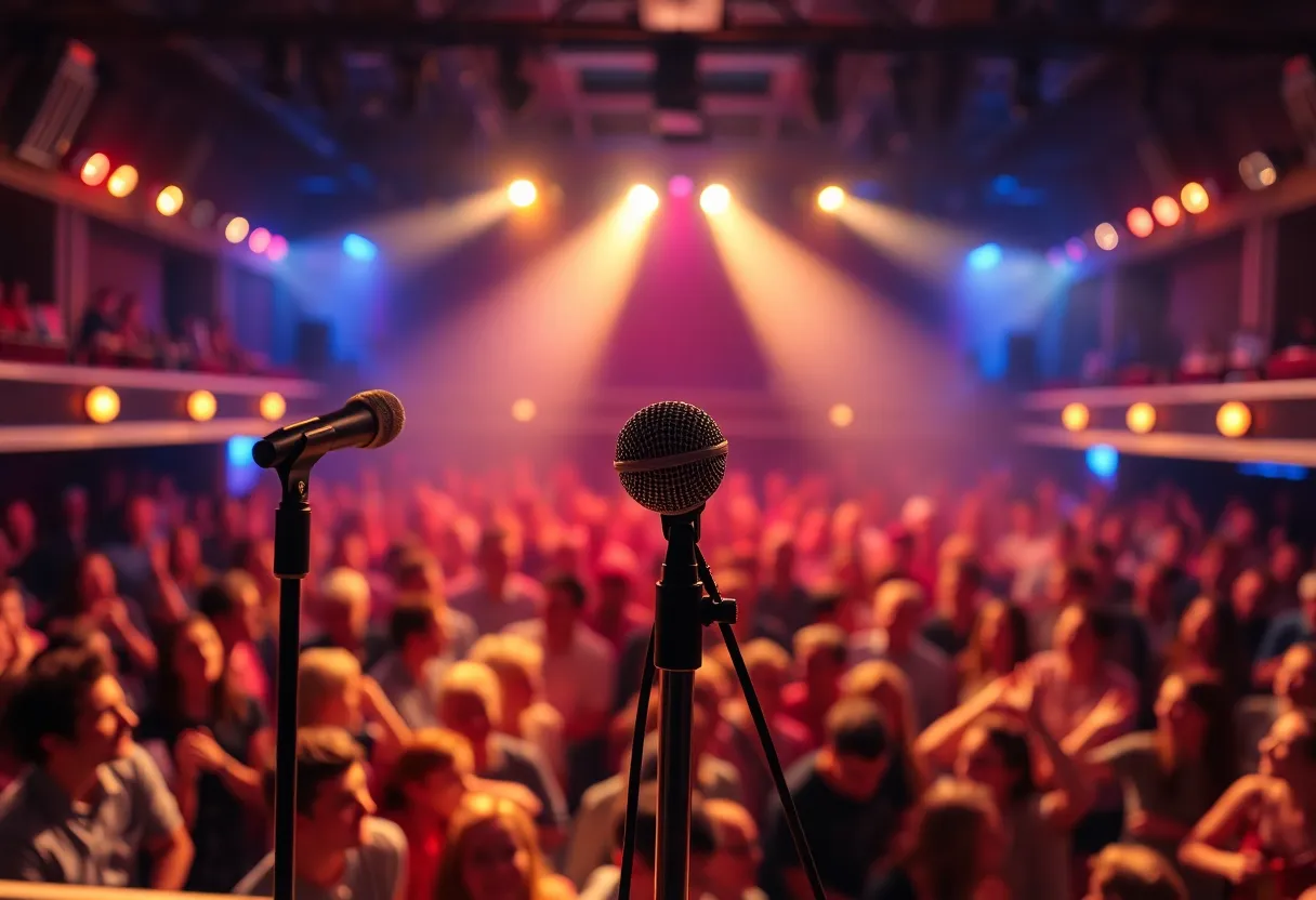 Stage setup for Dave Chappelle's comedy show in Dallas