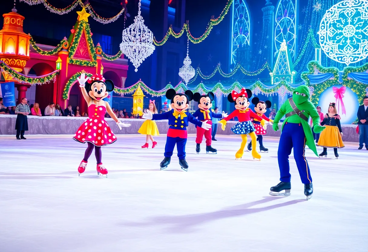 A magical Disney On Ice performance with characters skimming across the ice.