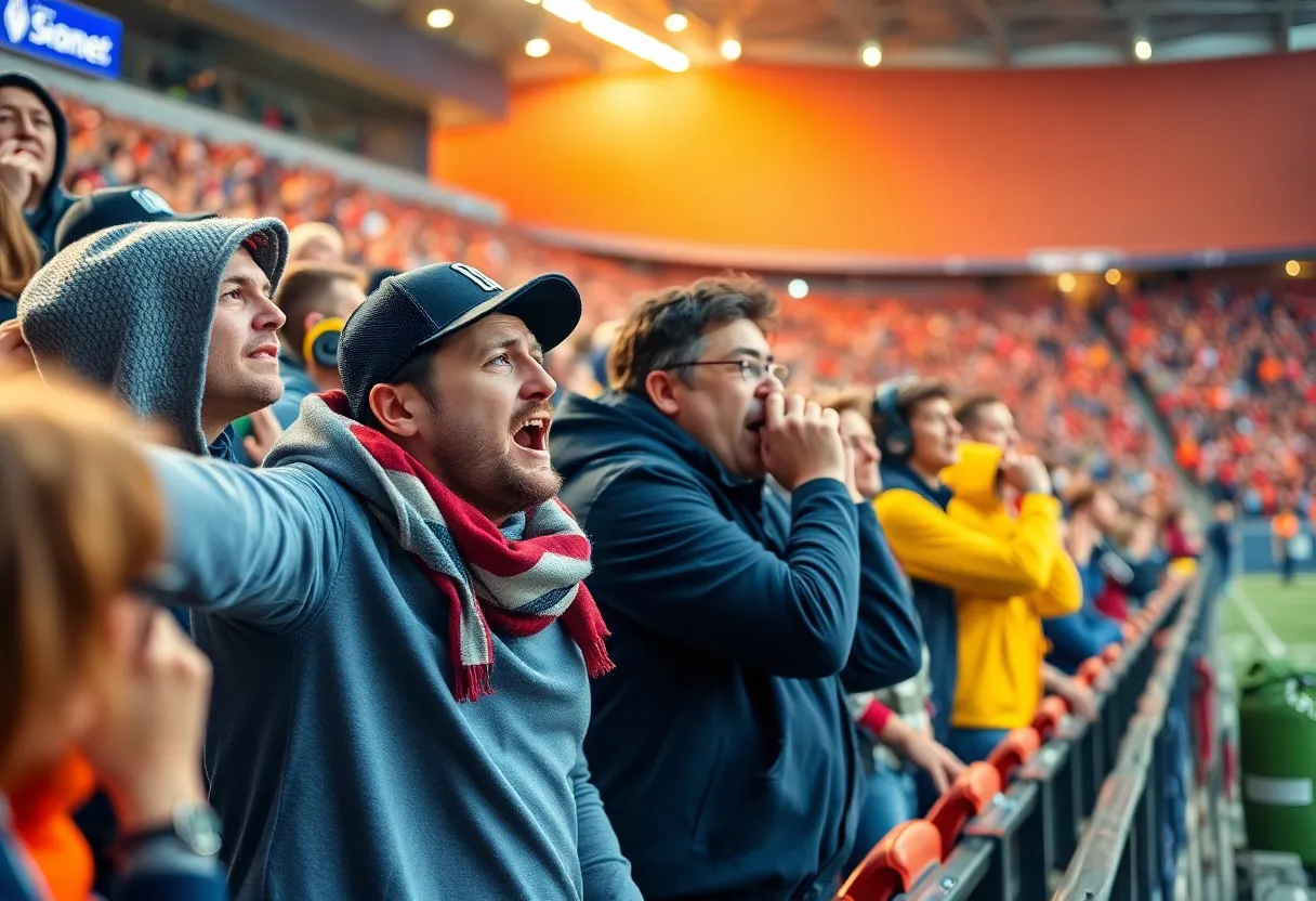 Frustrated Eagles fans during a football game