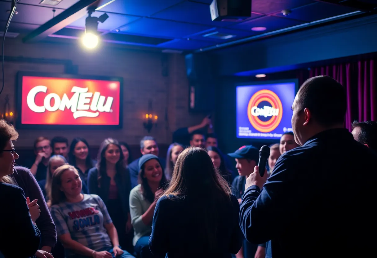 Audience enjoying a stand-up comedy show at Big Laugh Comedy Club in Fort Worth.